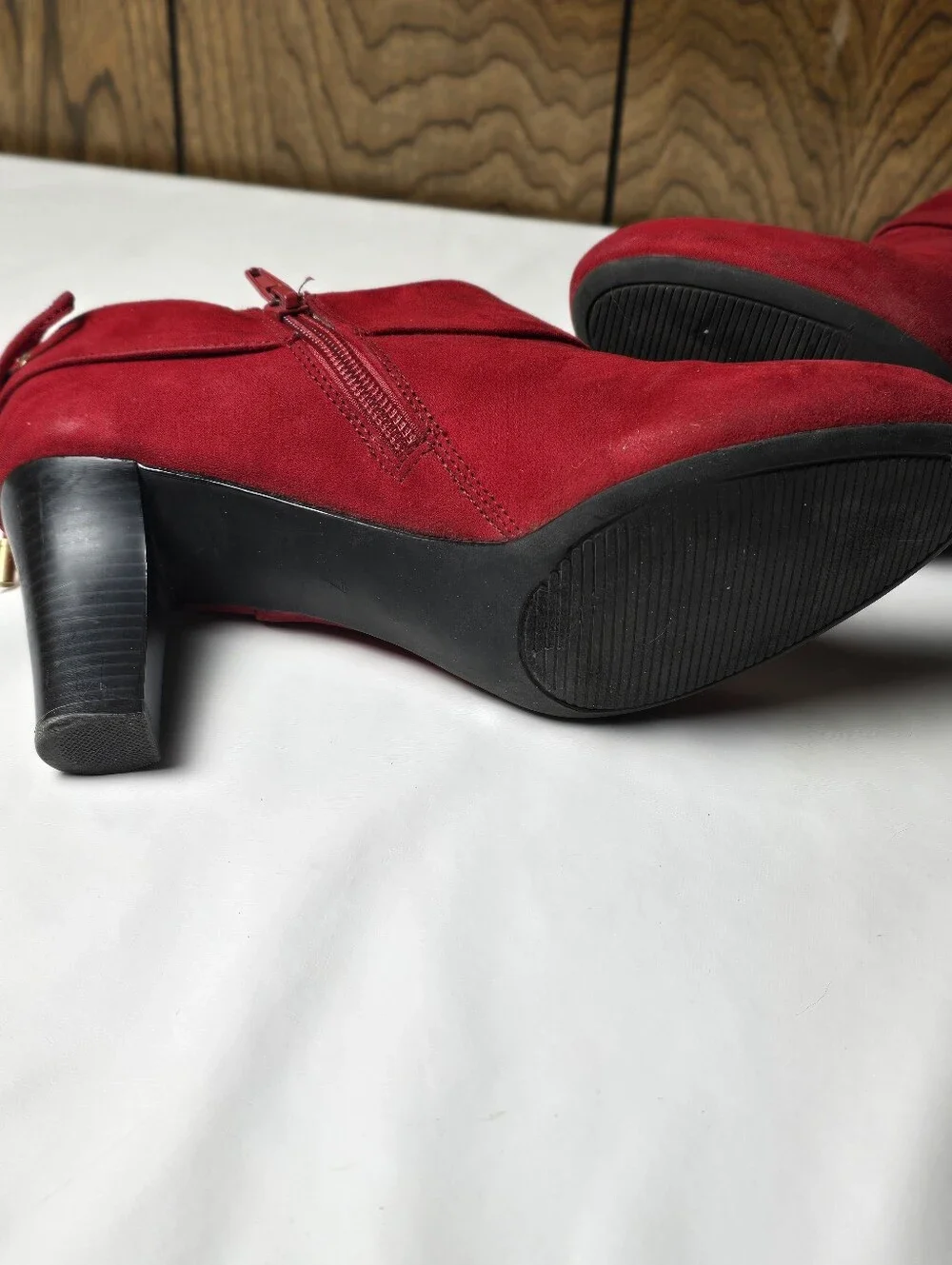 Coach and Four Red Suede Ankle Booties